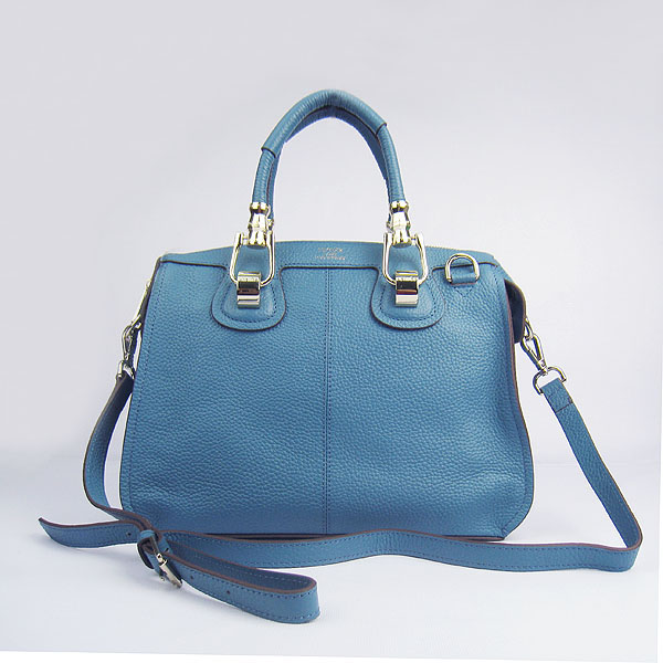 Replica Hermes New Arrival Double-duty leather handbag Blue 60669